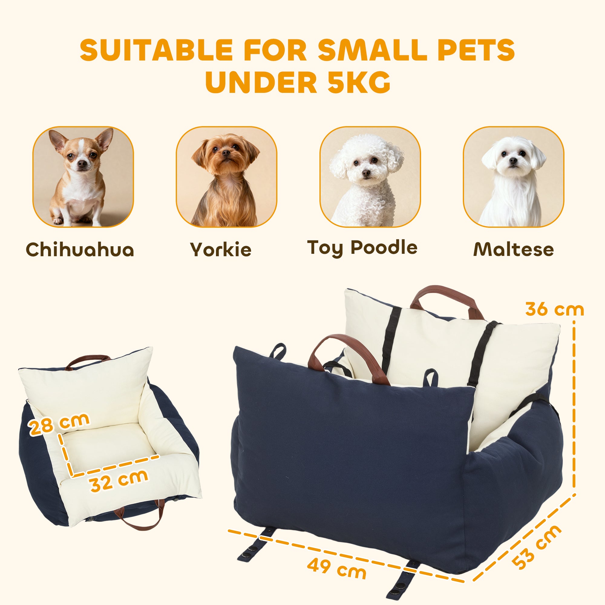 PawHut Dog Car Seat, Cosy Pet Car Booster