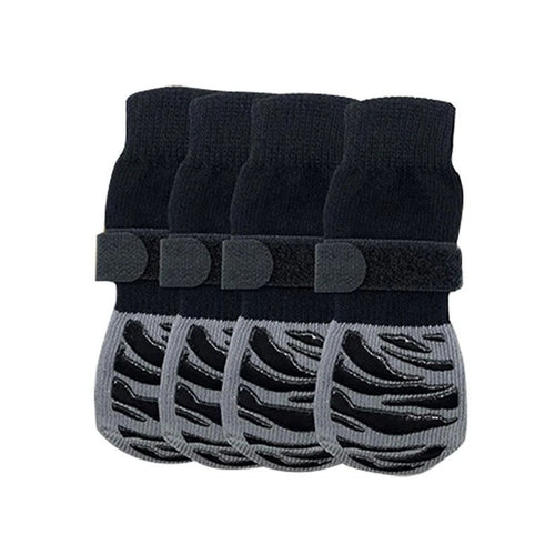 Anti-Slip Dog Socks 4pcs  Adjustable Indoor Paw Protectors, Washable & Knit