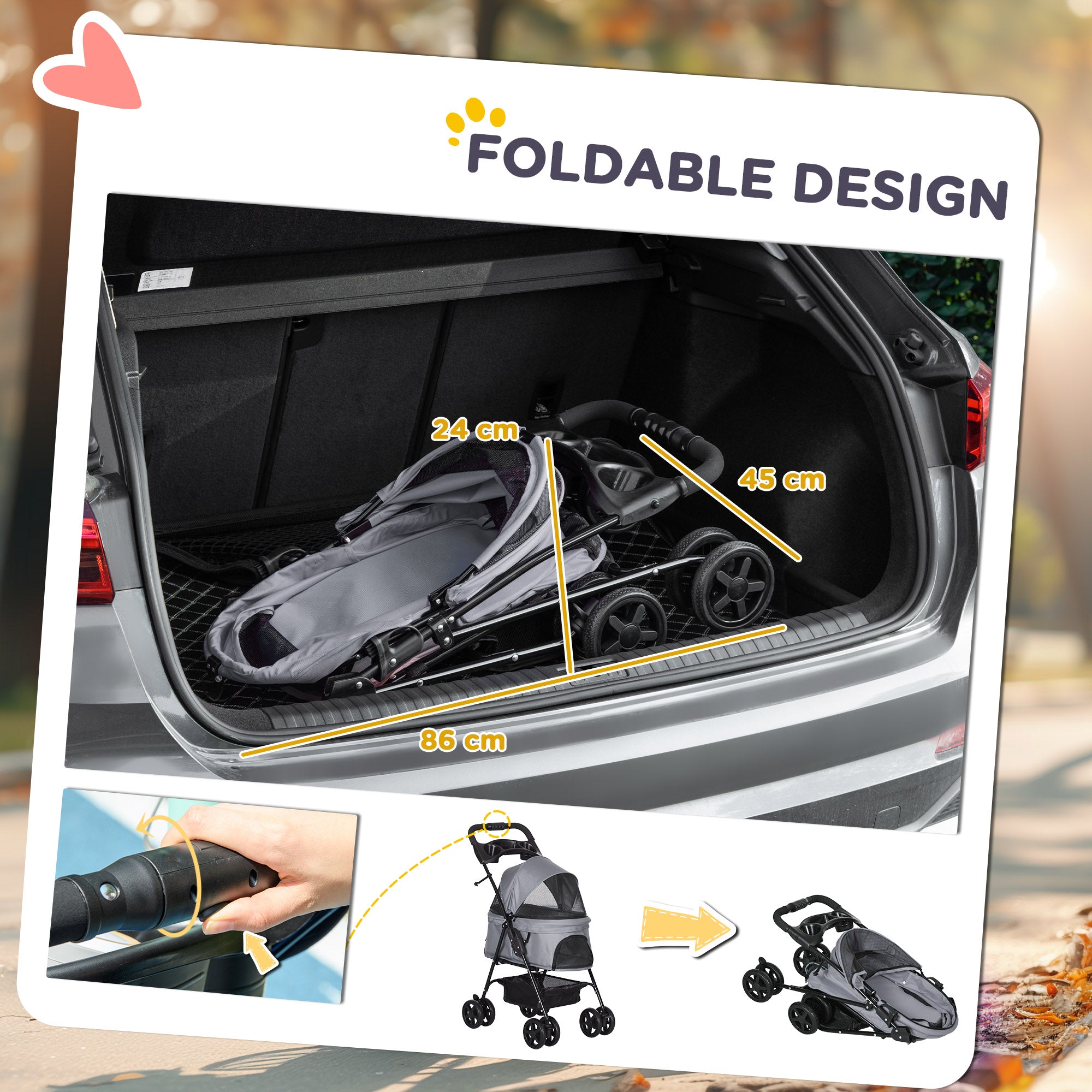 Dog Pram Dog Stroller Foldable Pet Pushchair