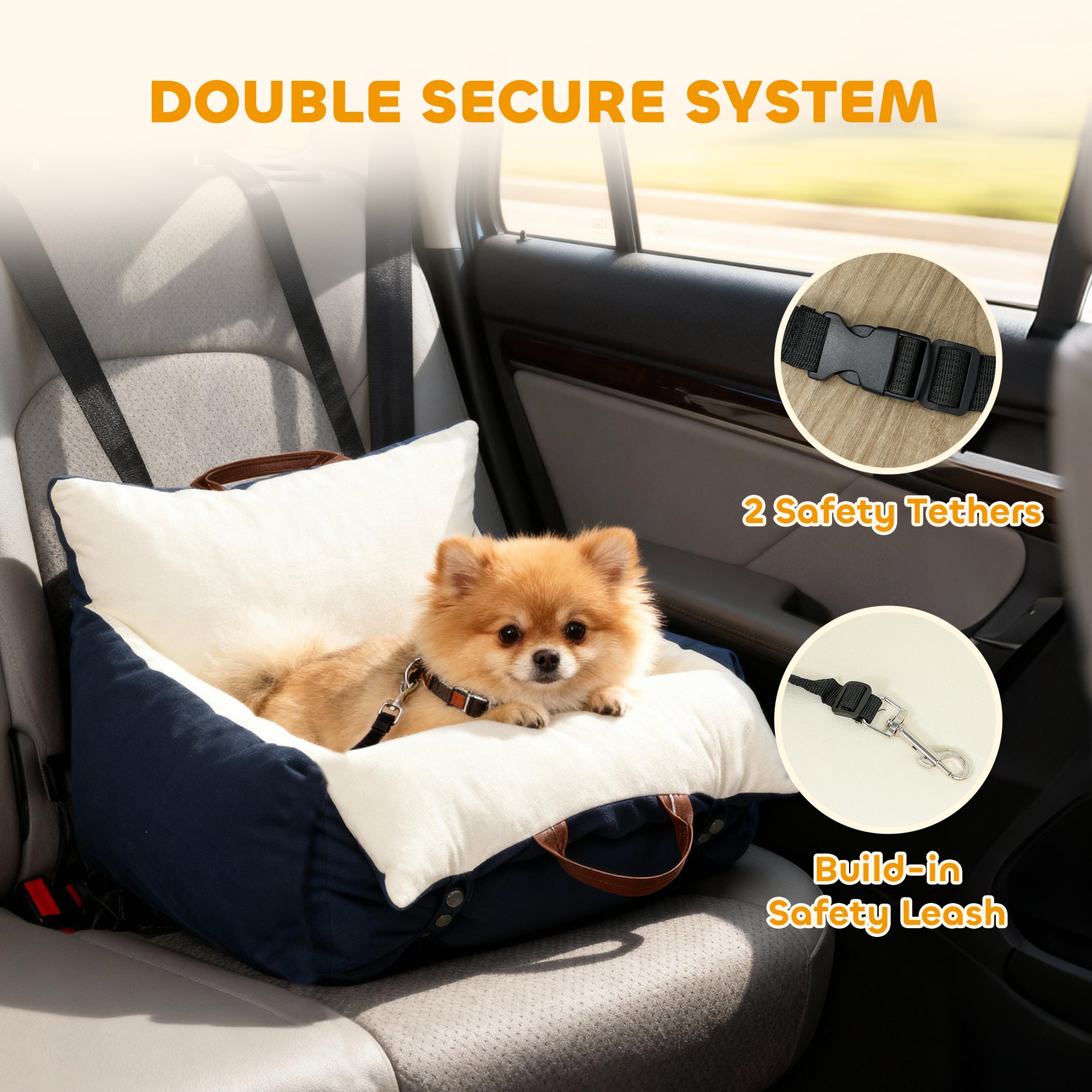 PawHut Dog Car Seat, Cosy Pet Car Booster