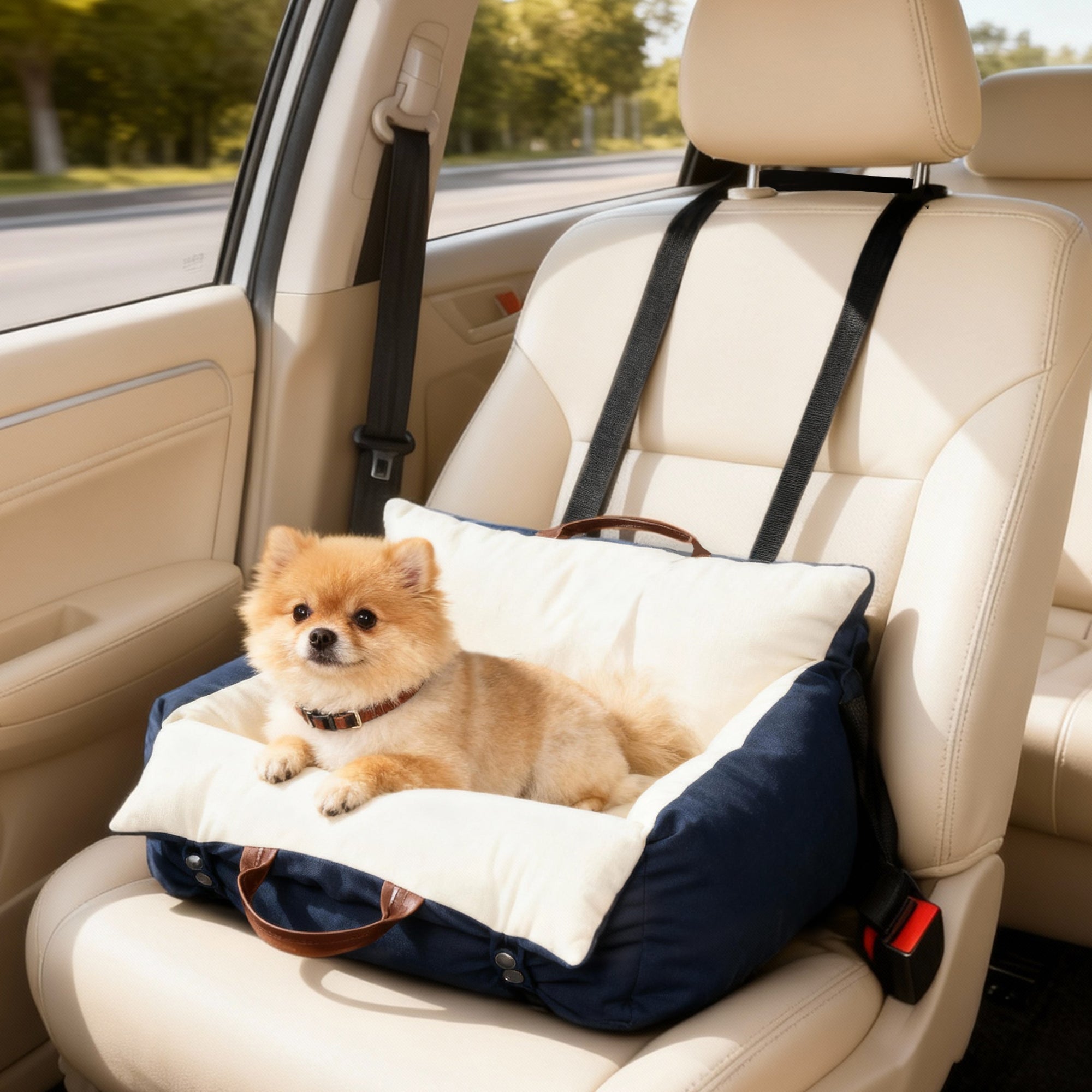 PawHut Dog Car Seat, Cosy Pet Car Booster