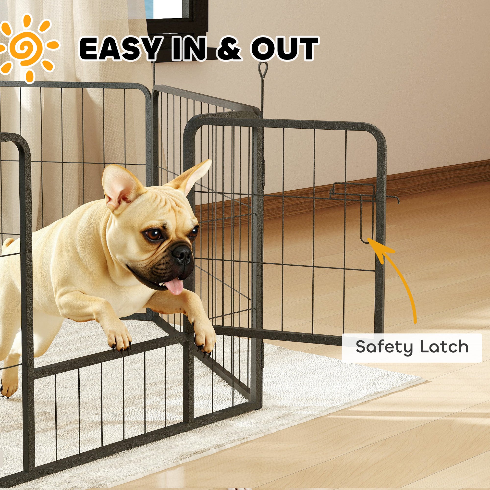 PawHut 6 Panels Dog Playpen, Portable Detachable Puppy Pen With Door, For Small Dogs, 60cm High, Grey
