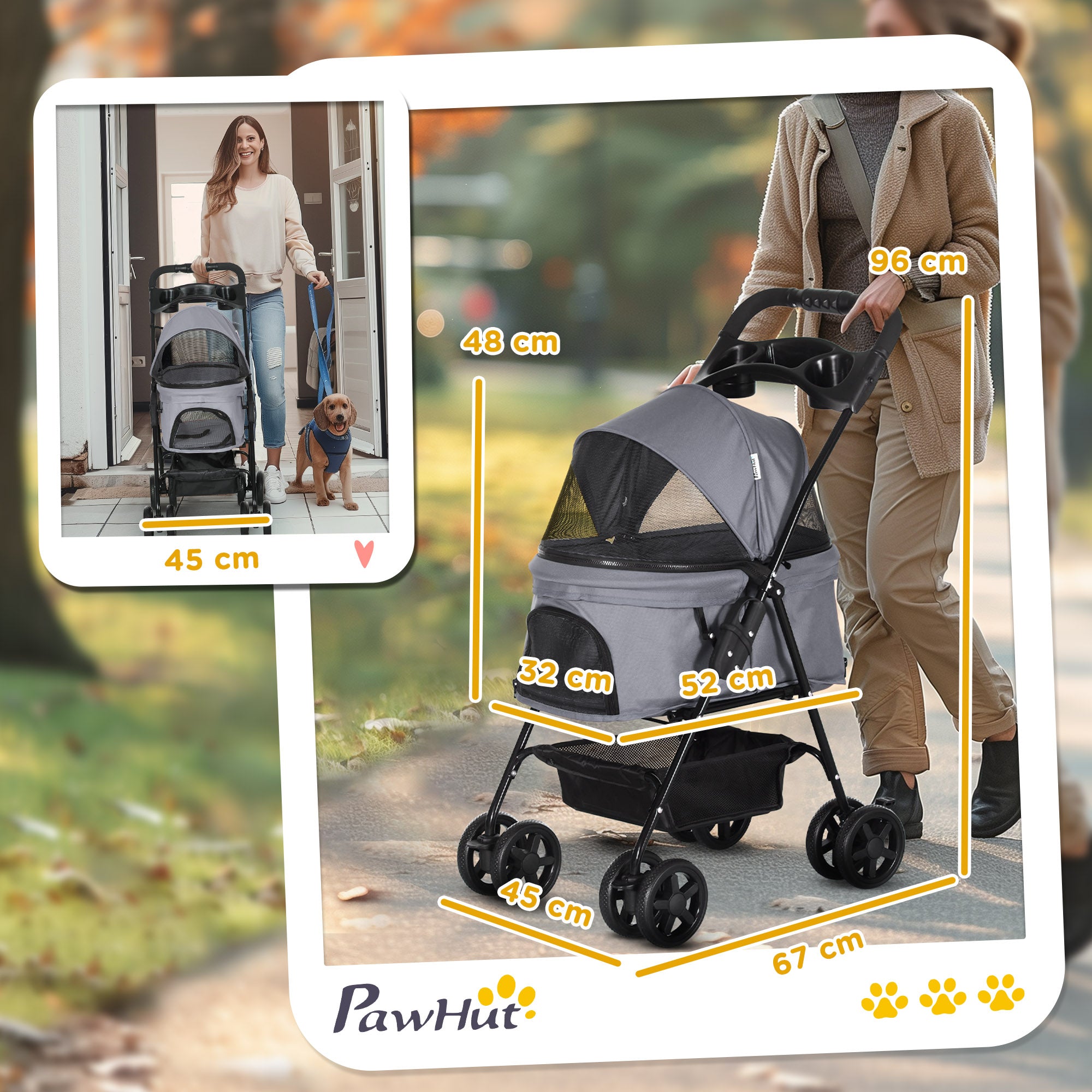 Dog Pram Dog Stroller Foldable Pet Pushchair