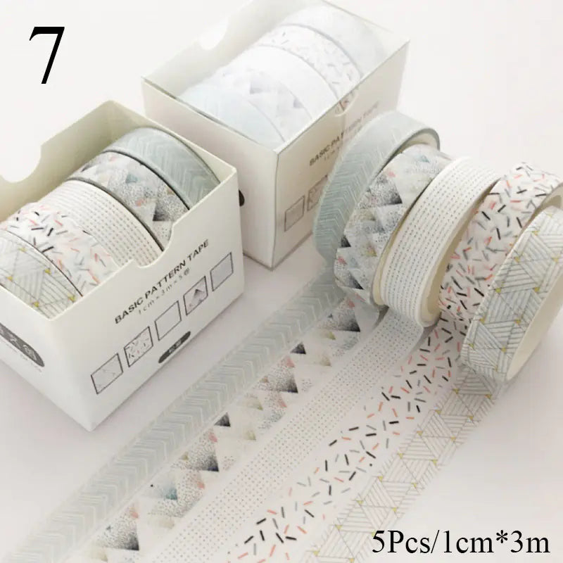 Japanese Washi Tape DIY Decorative Tape Set (5 Rolls)