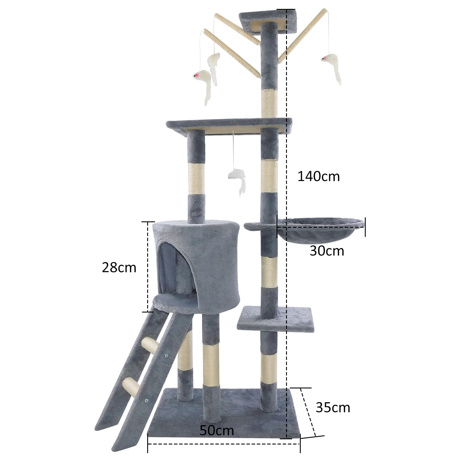 BRIEFNESS Multi-storey cat tree tower with scratch post climbing, plush cave and sleeping area, indoor/outdoor activity center