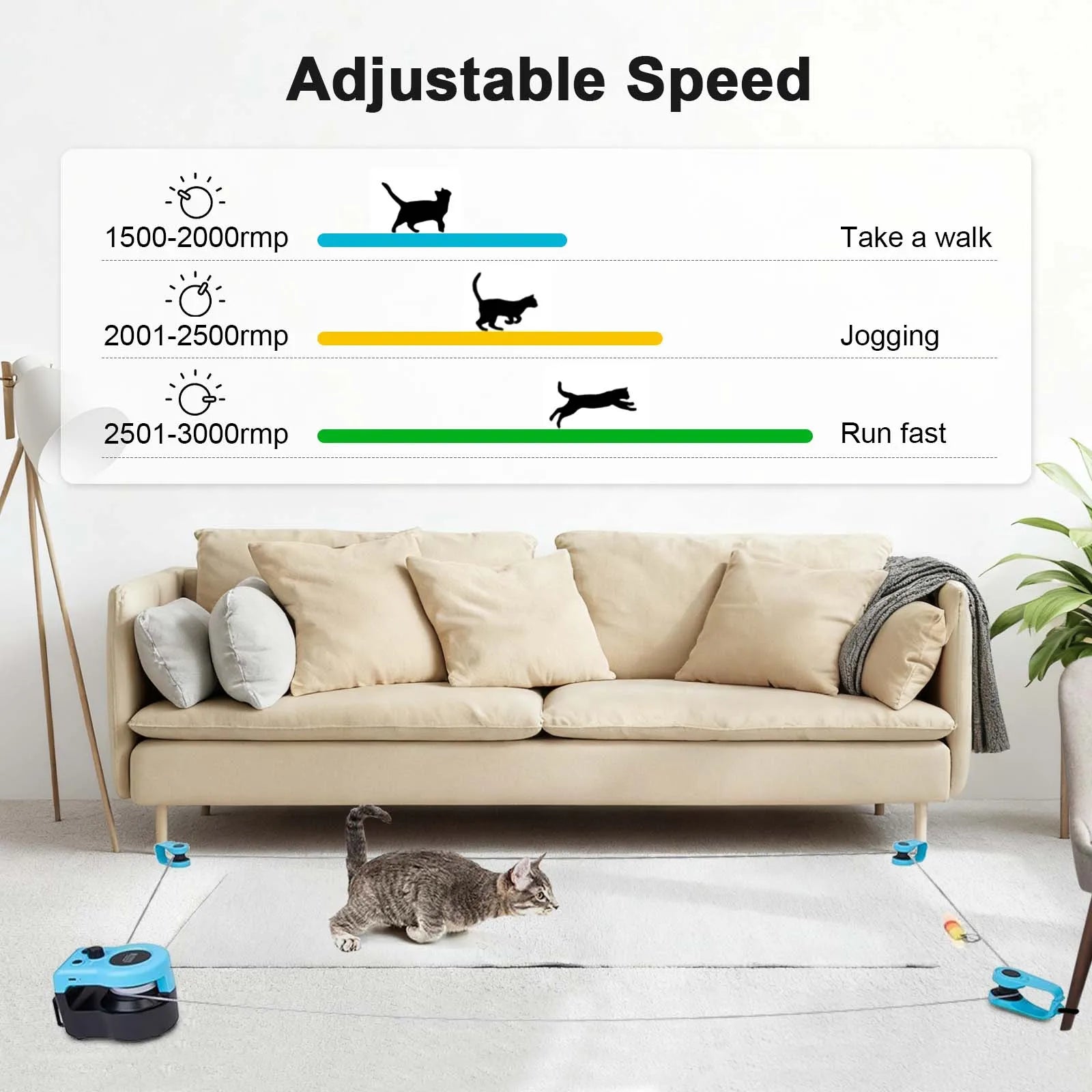 Cat Toys Automatic/Remote Control Cat Toy Interactive Cat Toy Cat Treadmill Adjustable Speed Simulated Cat Hunting Toy