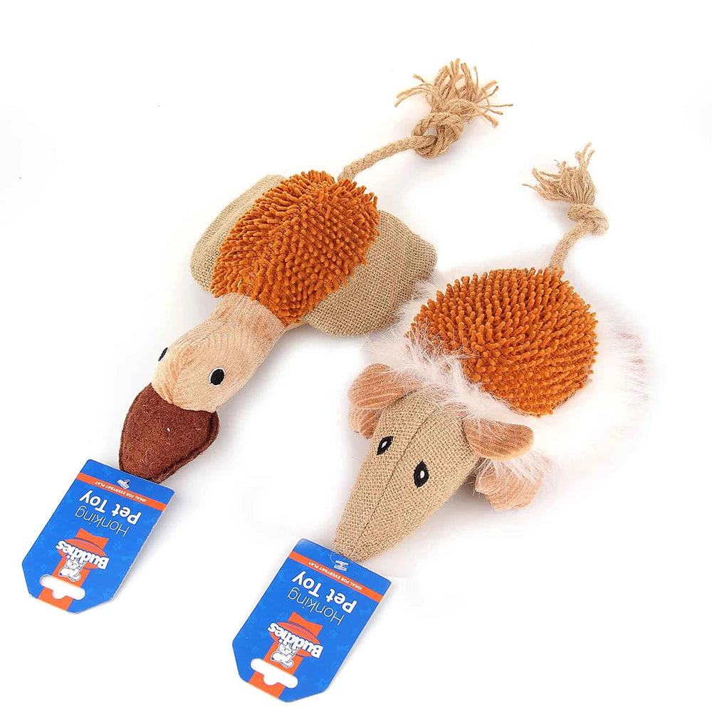 Honking Dot Pet Toy Soft Squeaky Chew Toy for Dogs, Duck and Mouse Fun Play and Cuddling