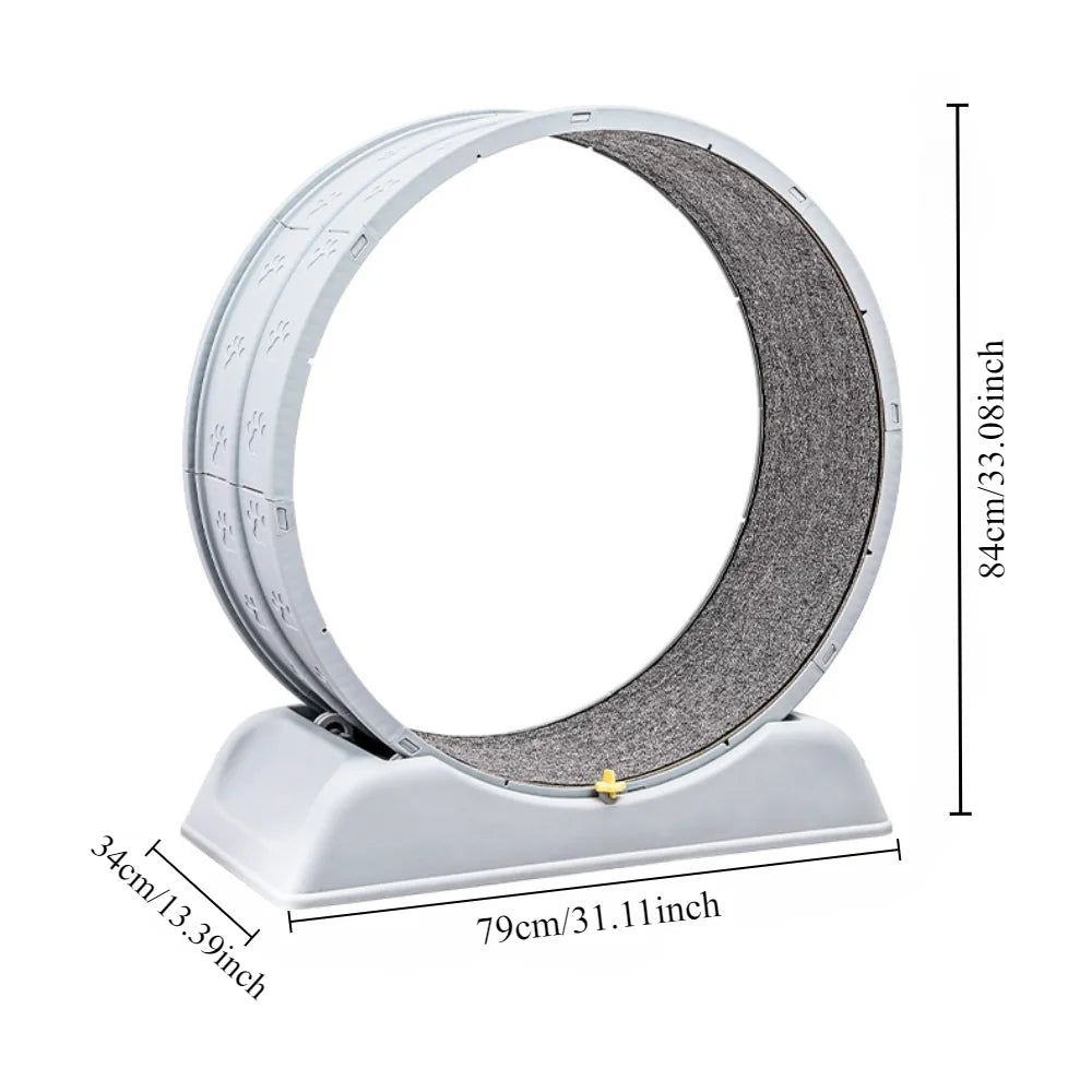 Cat Running Exercise Wheel Treadmill, Ultra-Quiet Safety Cat Training Toy with and Locking Mechanism,Removable Carpeted Runway