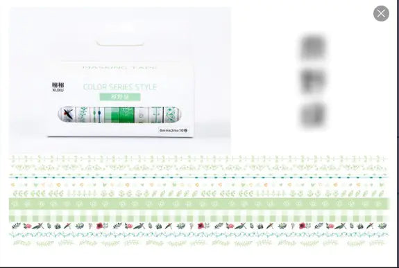 Washi Tape Set for DIY Scrapbooking - 10 Rolls, 8mm