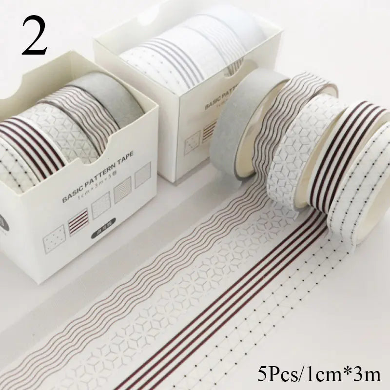 Japanese Washi Tape DIY Decorative Tape Set (5 Rolls)