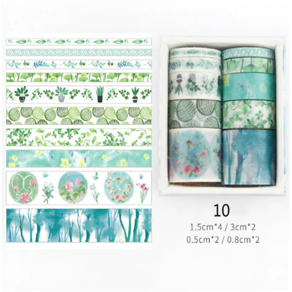 Washi Tape Set for Journaling - 10 Rolls Included