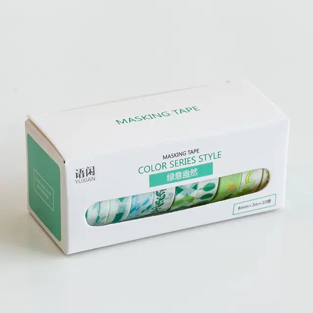 Washi Tape Set for DIY Scrapbooking - 10 Rolls, 8mm