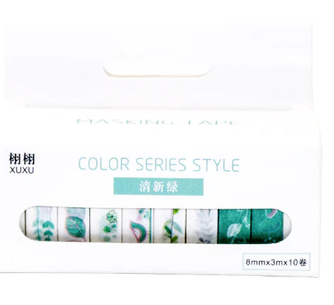 Washi Tape Set for DIY Scrapbooking - 10 Rolls, 8mm